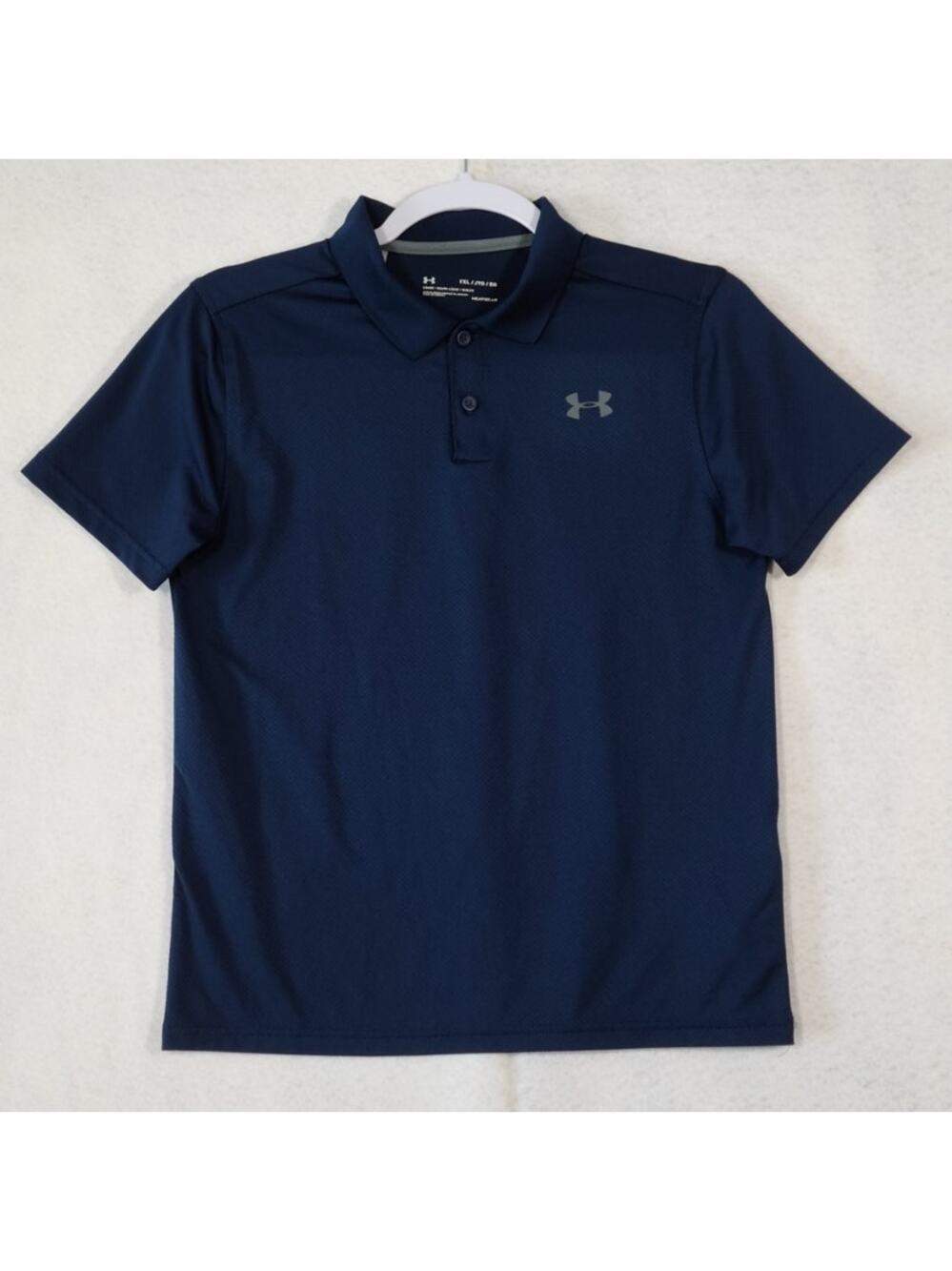 Under Armour Heat Gear Polo/Golf Shirt, Navy Boy's Size YXL, EUC